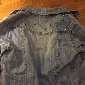 studded light wash denim jacket